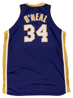 2000-01 Shaquille ONeal Game Used Los Angeles Lakers Road Jersey 